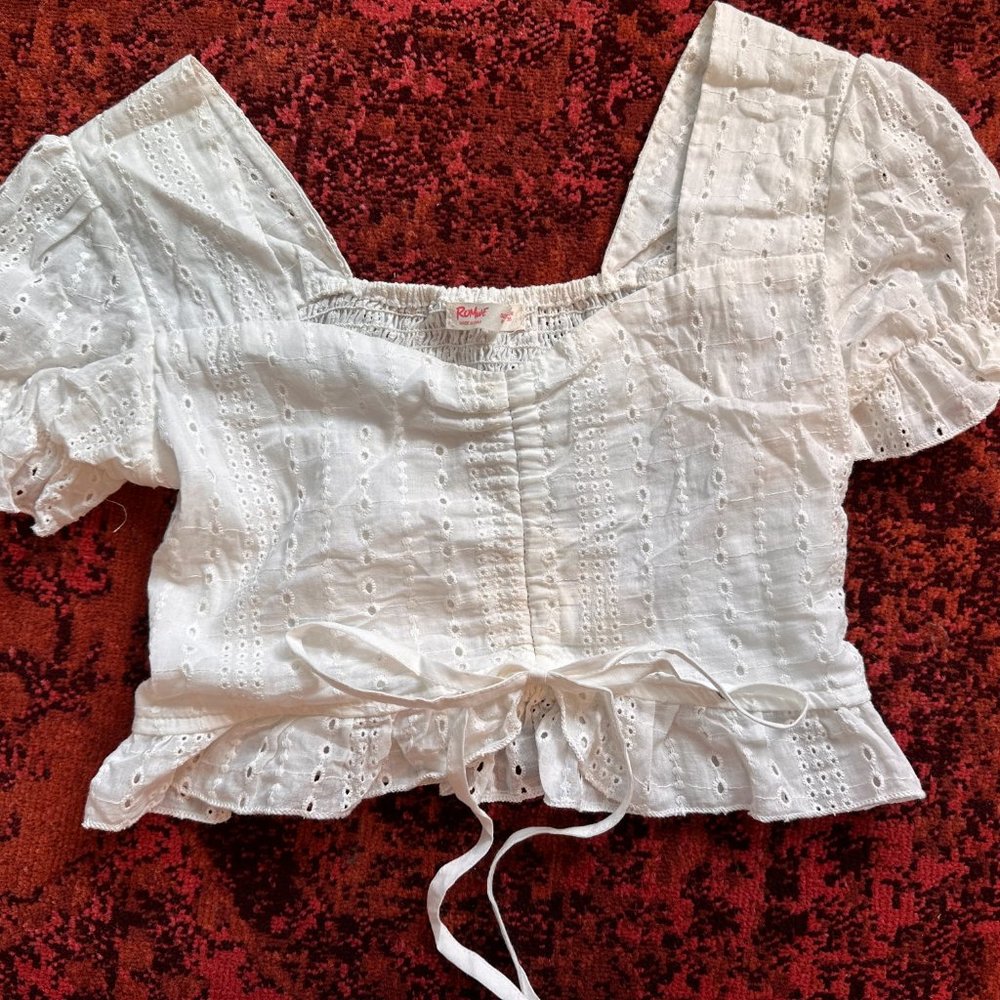 Ruffle Milk Maid Crop Top Lace Crochet shirt